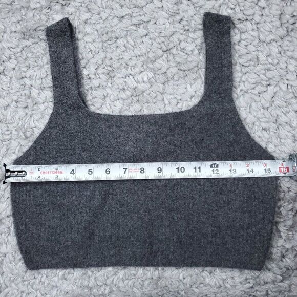 Everlane The Cozy Stretch Tank Crop Yak Wool Blend Large Heathered Charcoal Gray - Picture 7 of 8